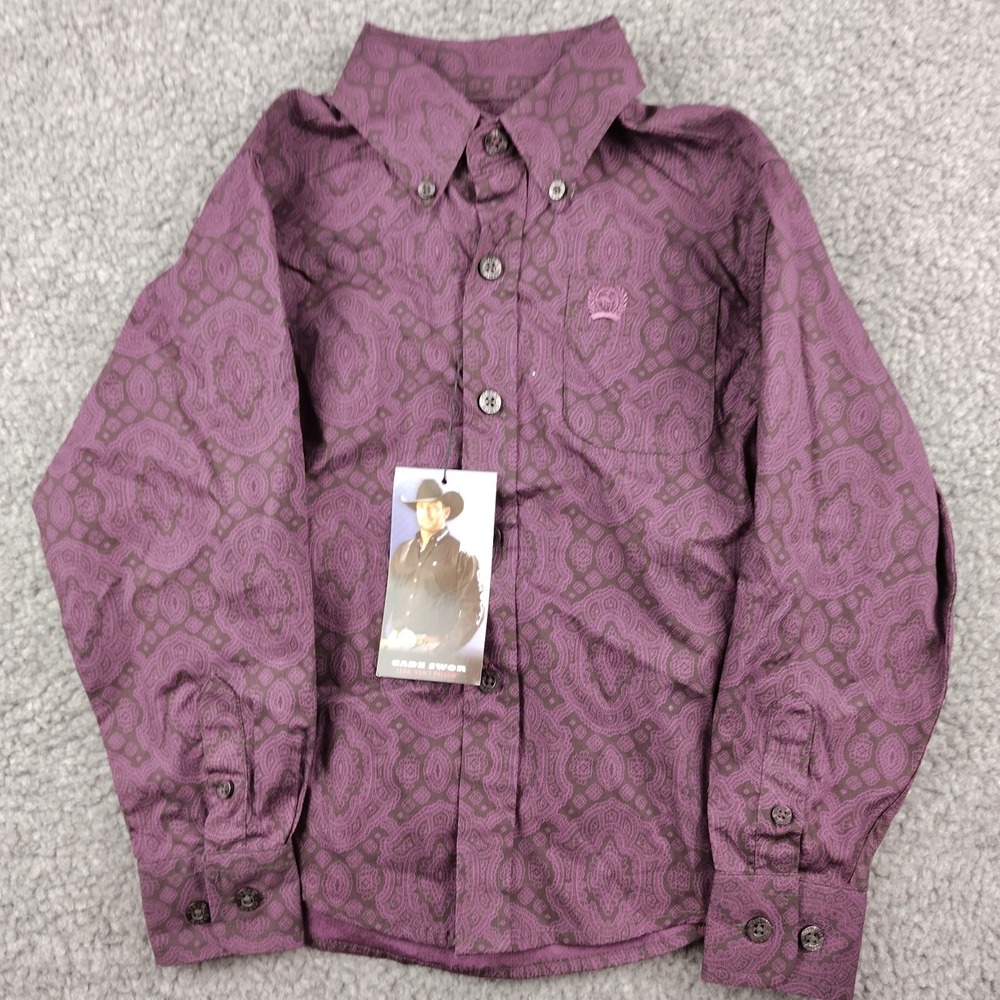 Cinch Button Down Shirt Purple Paisley Boys Toddler Size 2T Cowboy Western NWT